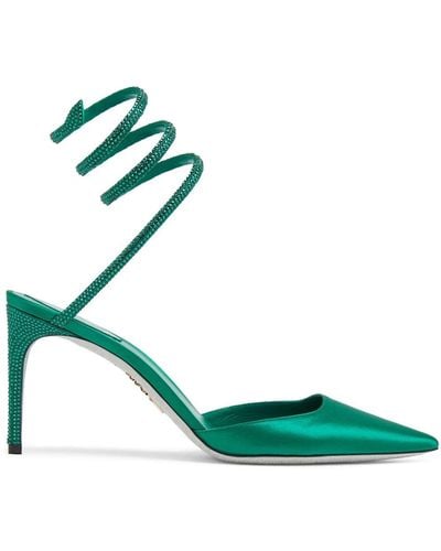Rene Caovilla Crystal Ankle Strap Court Shoes - Green