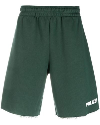 Vetements Polizei Raw-edge Shorts - Green