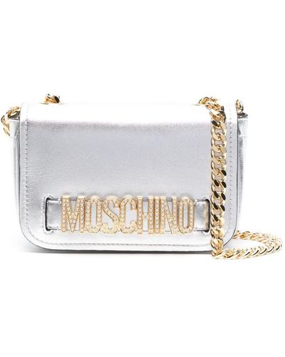 Moschino Logo-lettering Leather Crossbody Bag - White