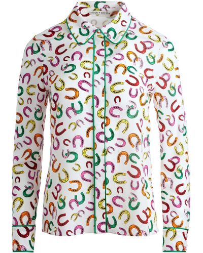 Alice + Olivia Willa Zijden Blouse Met Print - Wit