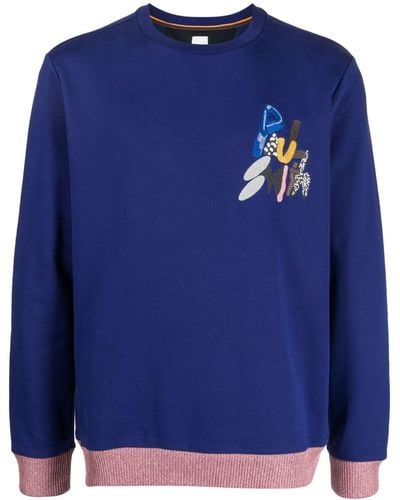 Paul Smith Logo-embroidered Organic Cotton Sweatshirt - Blue