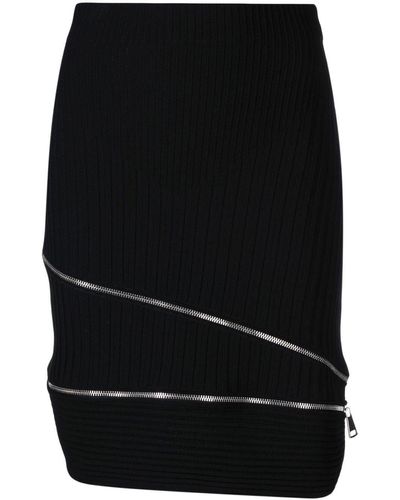 ANDREADAMO Zip-detail Knitted Skirt - Black
