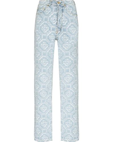 Casablancabrand Gerade Jeans mit Monogramm-Print - Blau