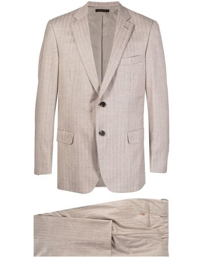 Brioni Glen-check Single-breasted Suit - Brown