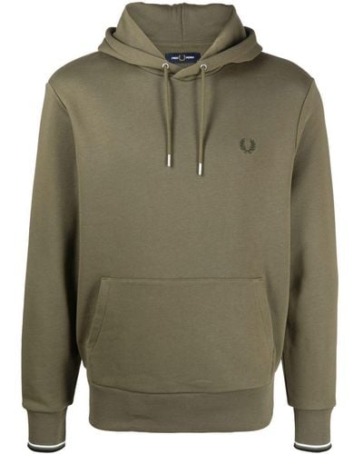 Fred Perry Embroidered-logo Drawstring Hoodie - Green