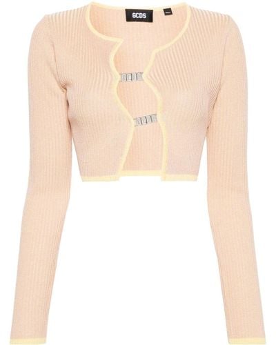 Gcds Gerippter Comma Cropped-Cardigan - Natur