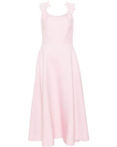 Valentino Garavani Floral-appliqué Flared Midi Dress - Pink