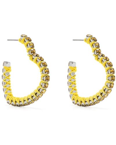 Maje Heart-motif Rhinestone-embellished Hoop Earrings - Metallic