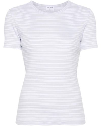 Filippa K Geripptes T-Shirt mit Streifen - Weiß