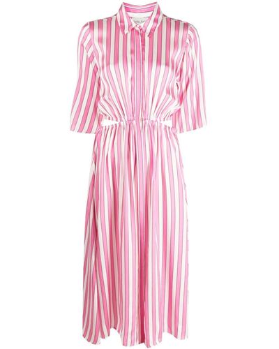 Forte Forte Cut-out Detail Striped Midi Dress - Pink