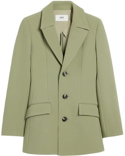 Ami Paris Single-breasted Wool Jacket - Green