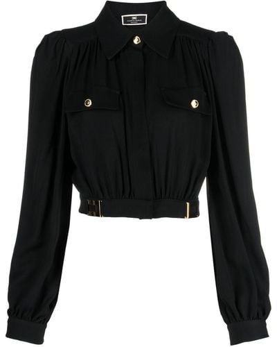 Elisabetta Franchi Cropped Long-sleeve Shirt - Black