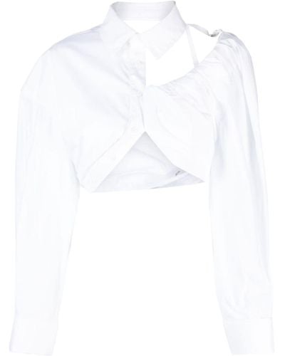 Jacquemus La Galliga asymmetric cropped shirt - Bianco