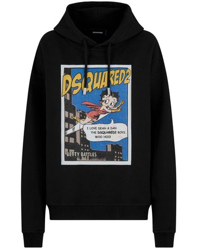 DSquared² Graphic-print Jersey Hoodie - Black