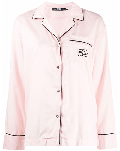 Karl Lagerfeld Pyjamashirt Met Geborduurd Logo - Roze