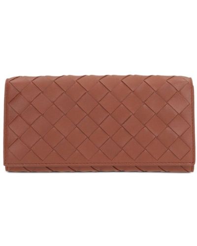 Bottega Veneta Continental Intrecciato Leather Wallet - Brown