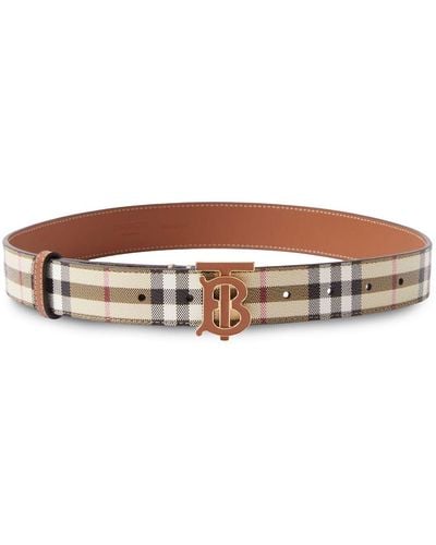 Burberry Checked Monogram-plaque Leather Belt - Brown