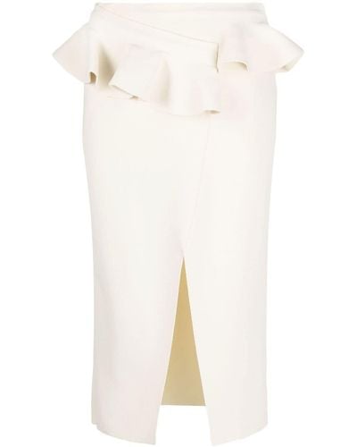 Alexander McQueen Jupe mi-longue à volants - Blanc