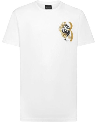 Billionaire T-Shirt mit Logo-Stickerei - Weiß