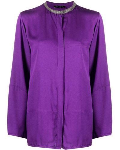 Fabiana Filippi Rhinestone-embellished Collarless Shirt - Purple