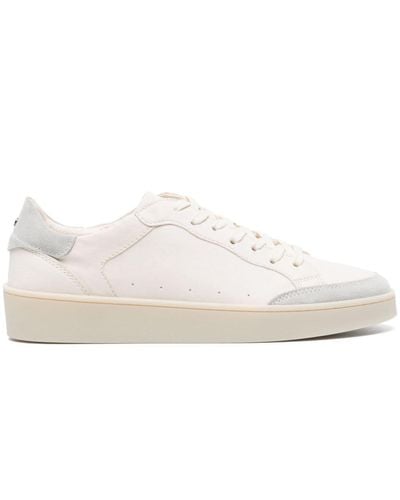 Canali Paneled Leather Sneakers - White