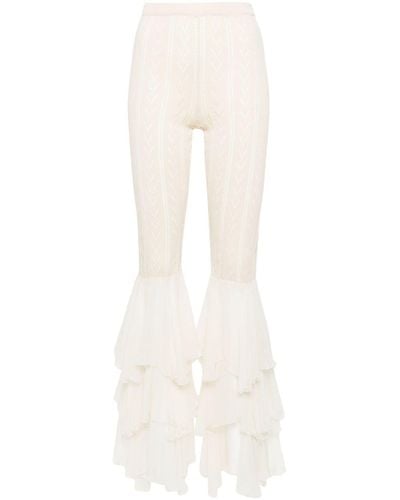 Moschino Ruffled-detailed Knitted Trousers - White