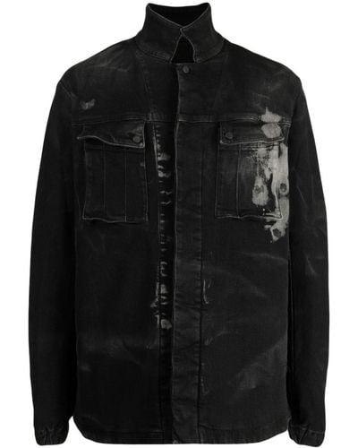 Boris Bidjan Saberi Distressed-effect Cotton-blend Denim Jacket - Black