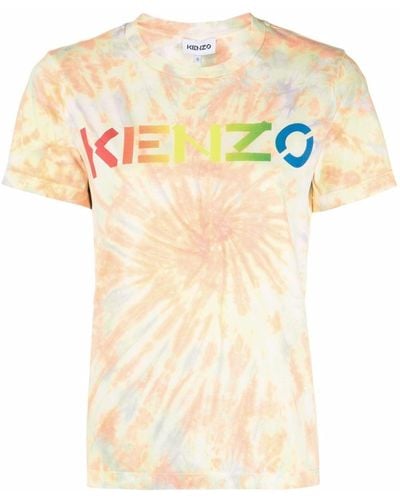 KENZO T-shirt tie-dye à logo imprimé - Orange