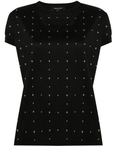 Fabiana Filippi Studded Cotton T-shirt - Black