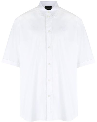 Emporio Armani Logo-embroidered Short-sleeve Shirt - White