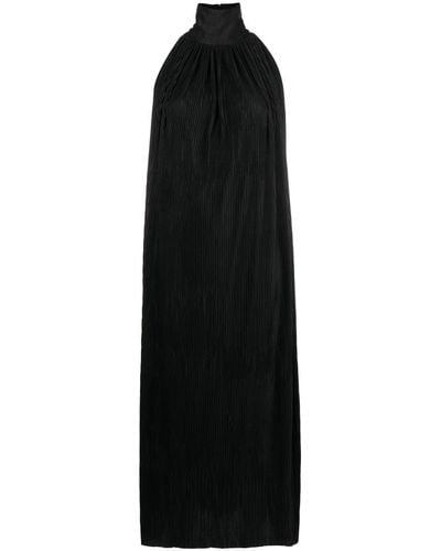 Atlein Pleated High-neck Shift Dress - Black