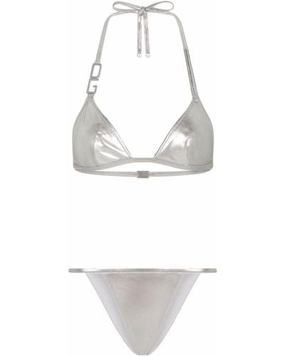 Dolce & Gabbana Bikini à plaque logo - Métallisé