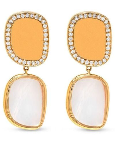 Roberto Coin 18kt Rose Gold Black Jade Amphibole Diamond And Mother Of Pearl Earrings - Pink