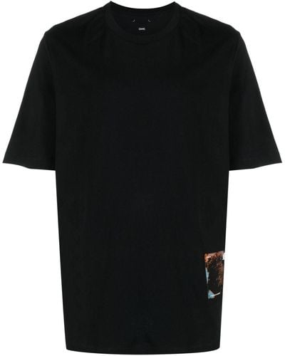 OAMC T-shirt en coton à détail de patch - Noir