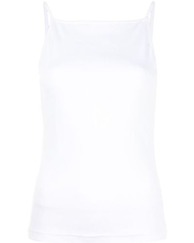 GOODIOUS Ribbed Square Neck Camisole - White