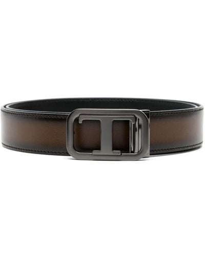 Tod's Logo-buckle Leather Belt - Black