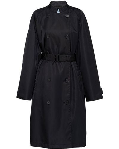 Prada Re-nylon Double-breasted Raincoat - Black