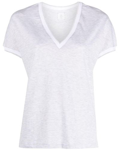 Eleventy T-shirt en coton à design chiné - Blanc