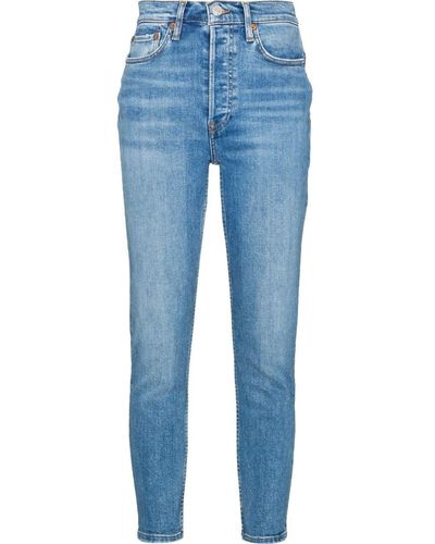 RE/DONE 90s Skinny-Jeans mit hohem Bund - Blau