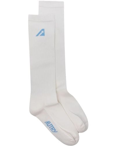 Autry Gerippte Socken mit Logo-Print - Weiß