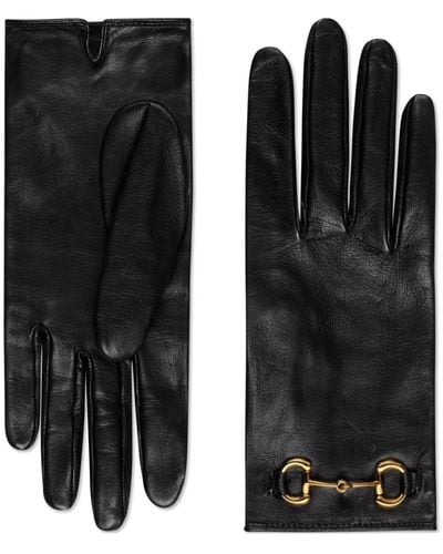 Gucci Handschoenen Met Horsebit Detail - Zwart