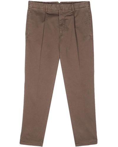 Dell'Oglio Tapered Cotton Chino Pants - Brown