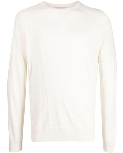 MAN ON THE BOON. Raglan-sleeve Knitted Jumper - White