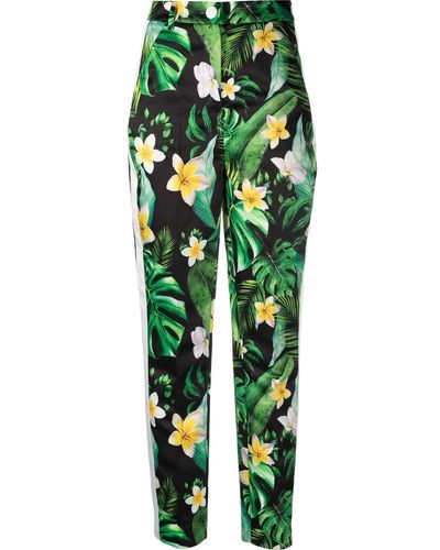 Philipp Plein Hawaii-print High-waisted Trousers - Green