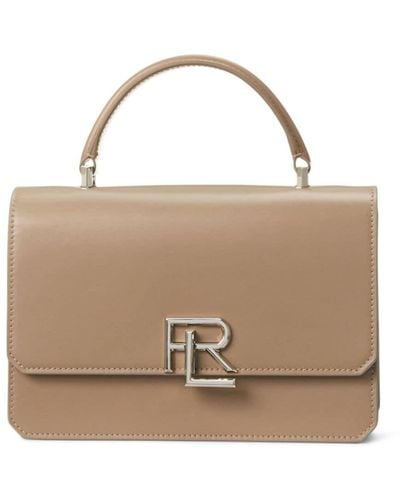 Ralph Lauren Collection Rl Logo-plaque Leather Crossbody Bag - Natural