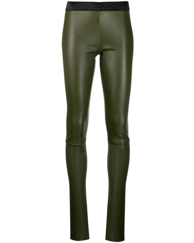 DROMe Low-rise Leather leggings - Green