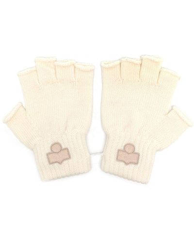 Isabel Marant Blaise Logo-appliqué Fingerless Gloves - Natural