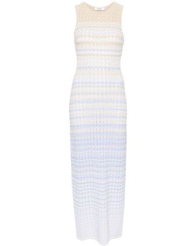 Sandro Zade Chevron-knit Maxi Dress - White