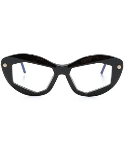 Kuboraum P16 Cat-Eye-Brille mit Logo - Schwarz
