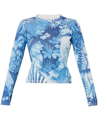 Erdem Graphic-print Silk Sweater - Blue